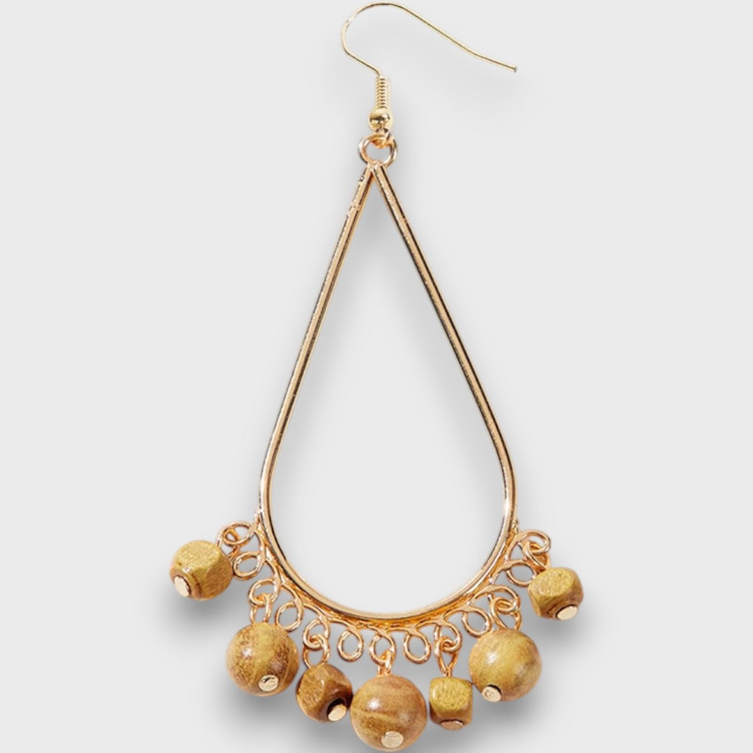 Laviney – Vintage Drop Earrings with Wooden Elements