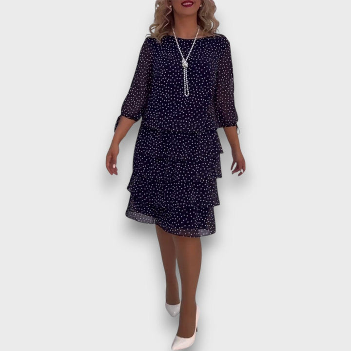 Marleia – Polka-Dot Layered Elegance Dress