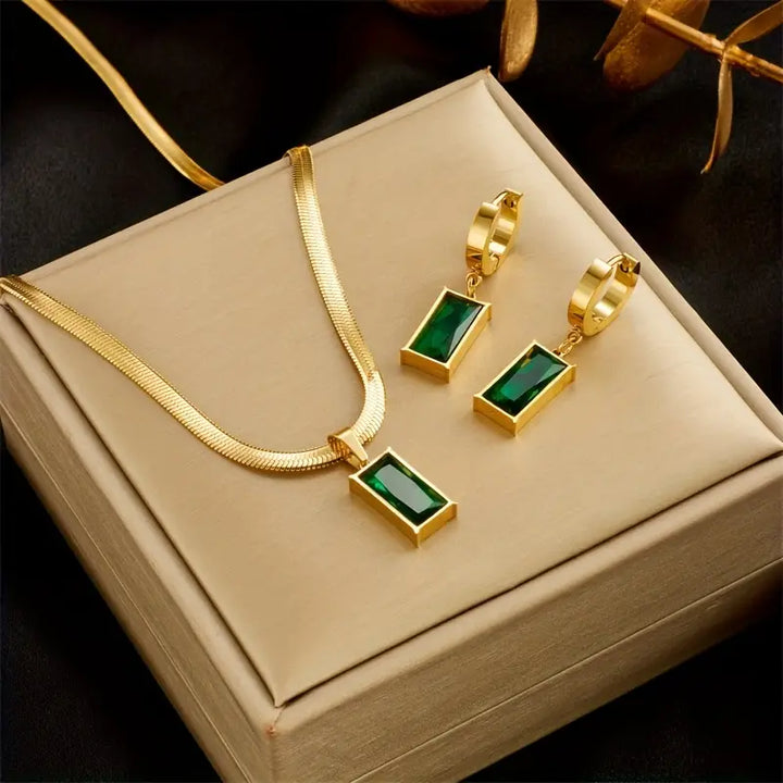 Elvine – Emerald Geometry Jewelry Set
