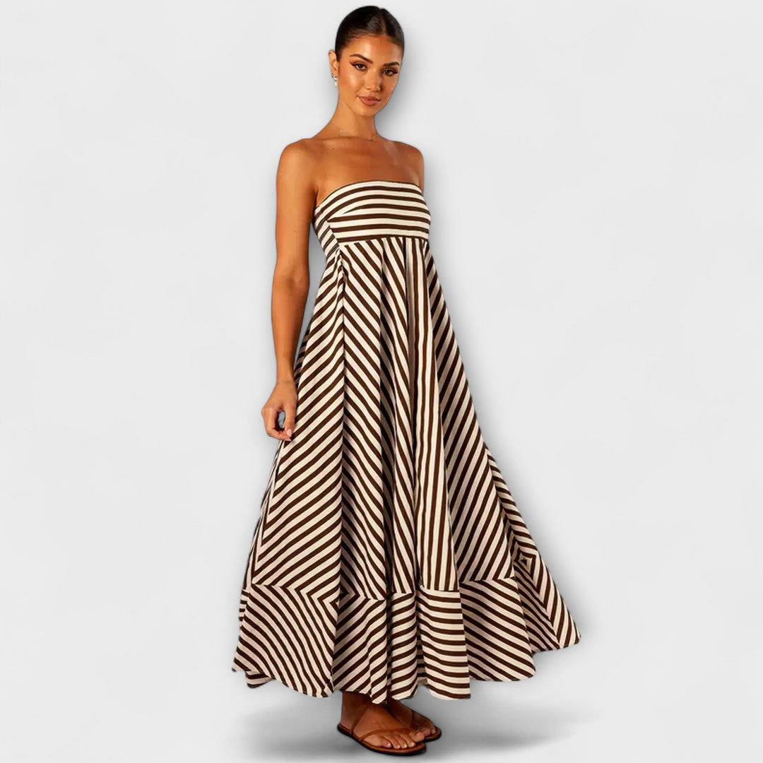 Marea – Strapless Striped Maxi Dress