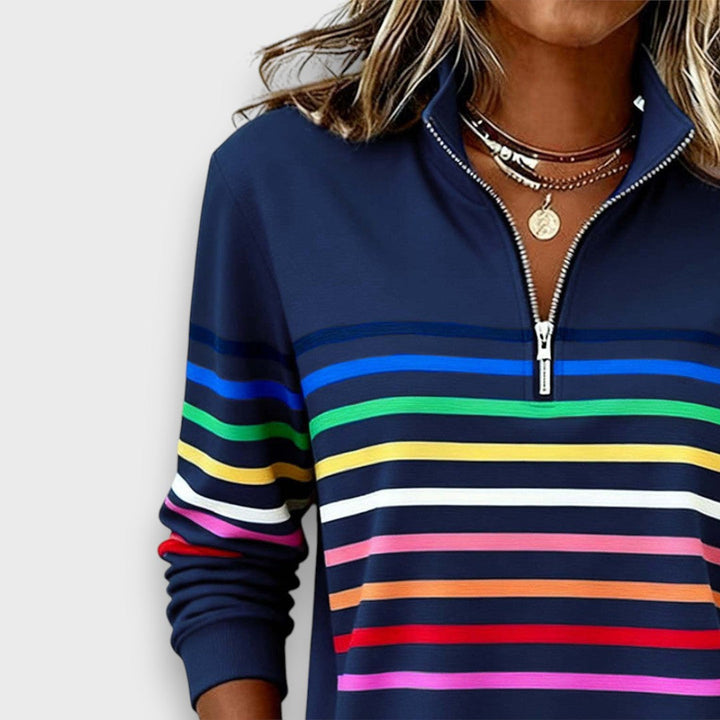 Mary – Zip-Neck Striped Sweater