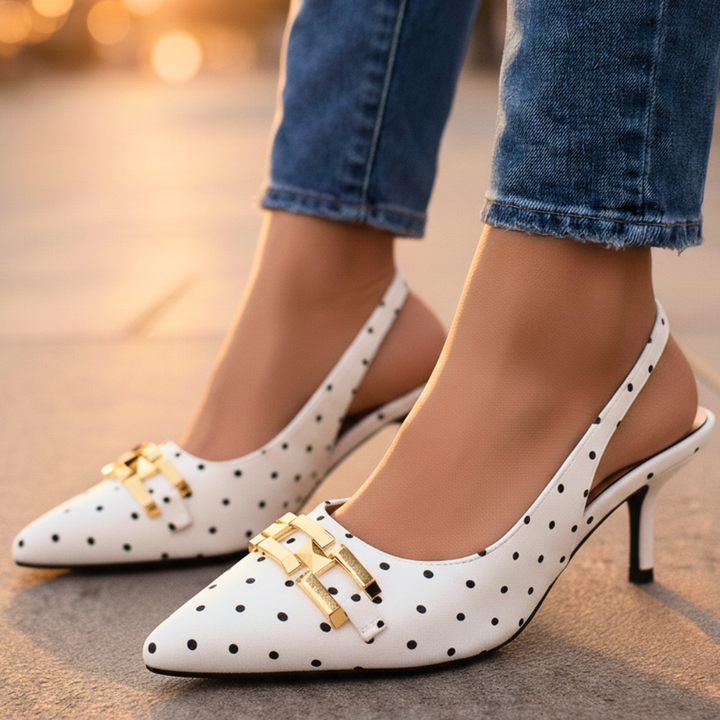 Odette Polkadot Slingback Heels