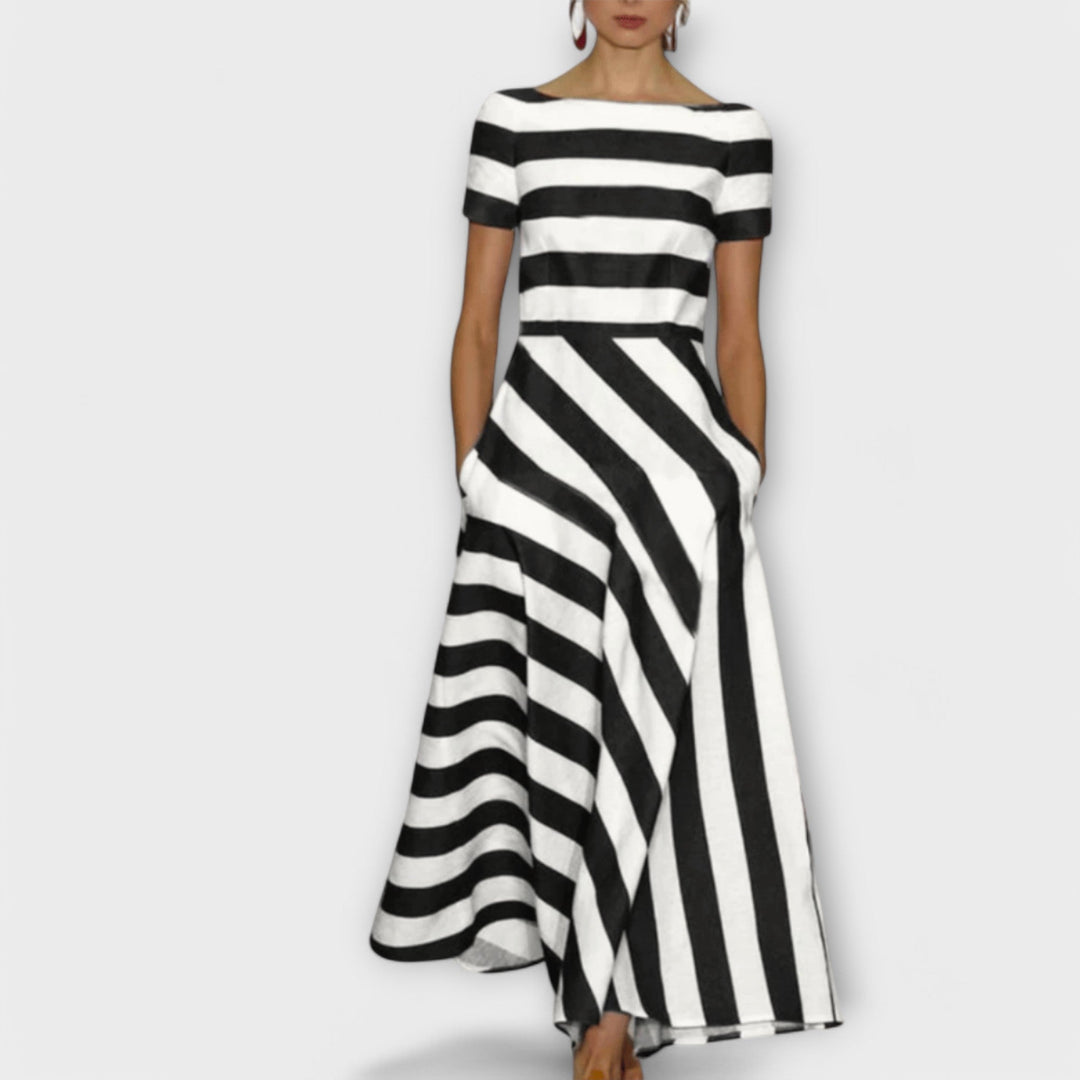 Miriane – Elegant Maxi Dress with Striped Detail