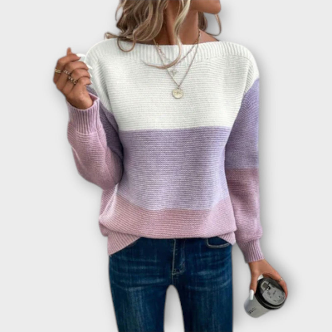 Lunaya – Three-Color Pullover in Patchwork Style