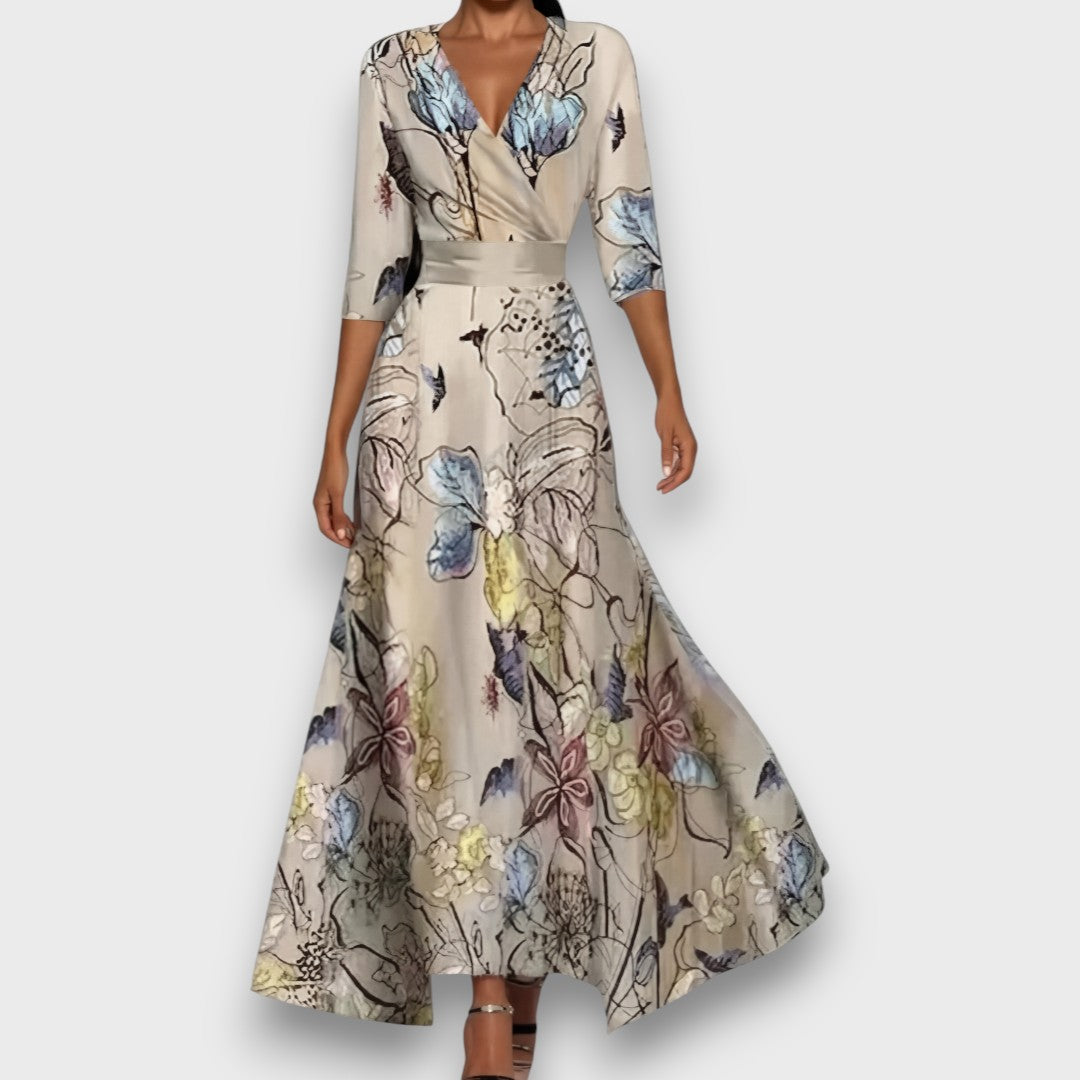 Saraine – Flowing Wrap Floral Dress