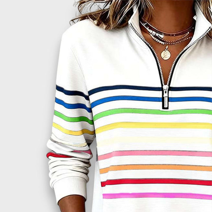 Mary – Zip-Neck Striped Sweater