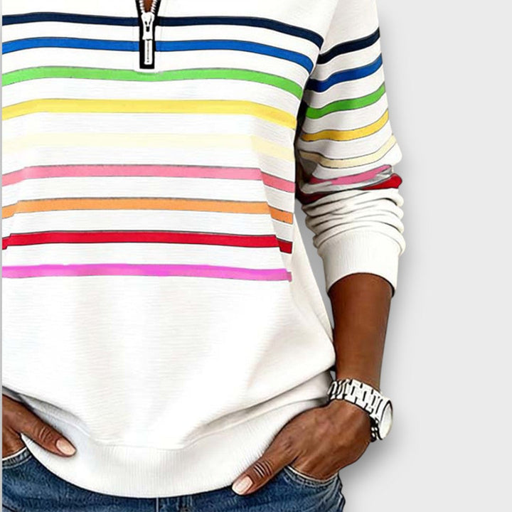 Mary – Zip-Neck Striped Sweater