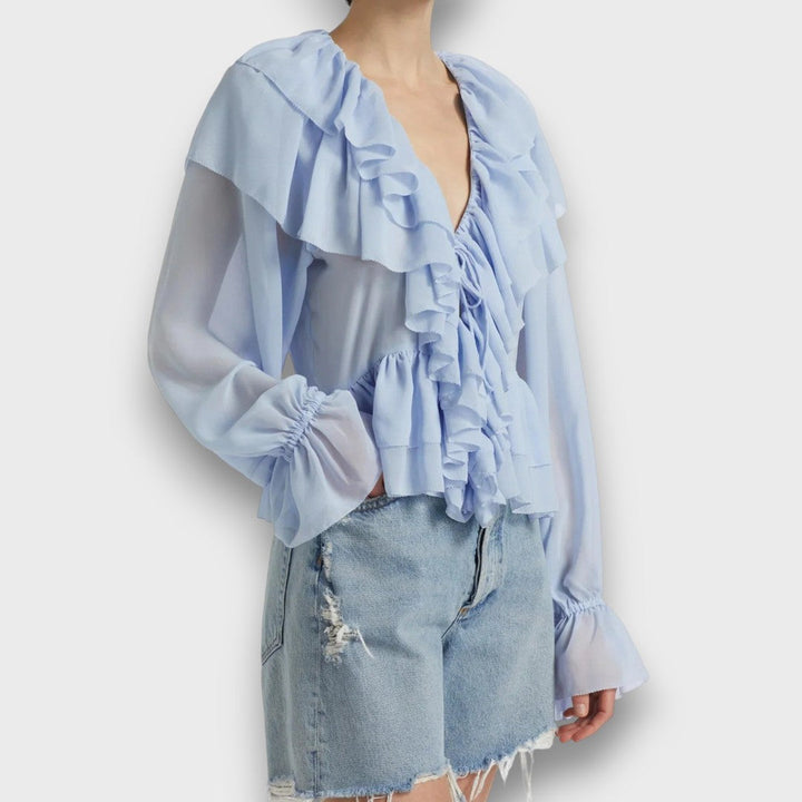 Elorie – Playful Ruffle Blouse with Retro Flair