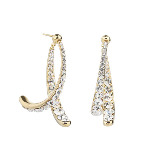 Lunarei – Curved Crystal Drop Earrings