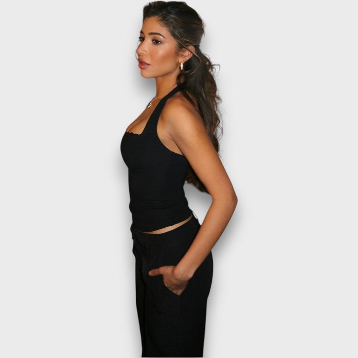 Leane – Corset Top with Halter Neck and Lace Edge