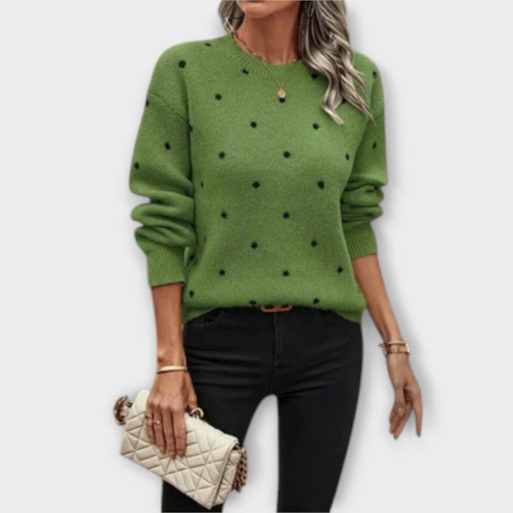 Lorela – Knit Sweater with Polka Dot Pattern