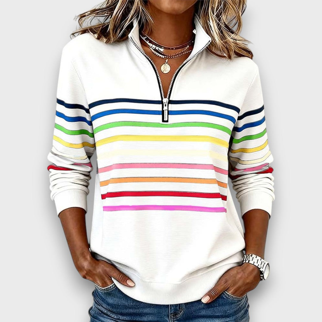 Mary – Zip-Neck Striped Sweater