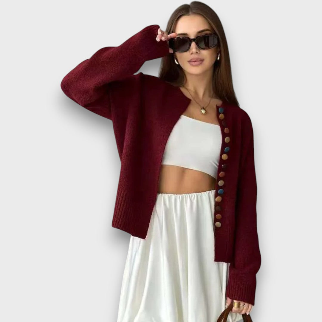 Noelle – Button-Accent Knit Cardigan
