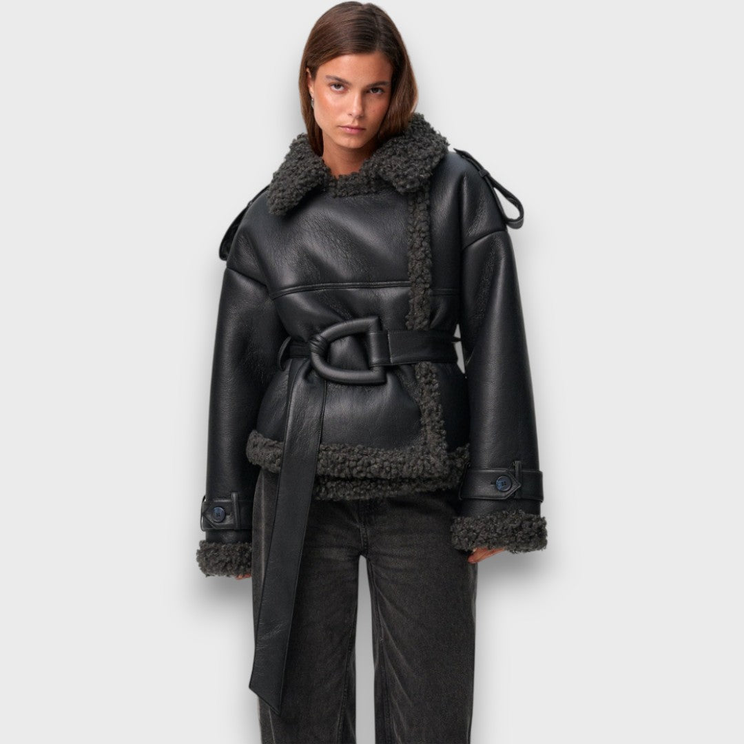 Orinelle — Belted Shearling Jacket