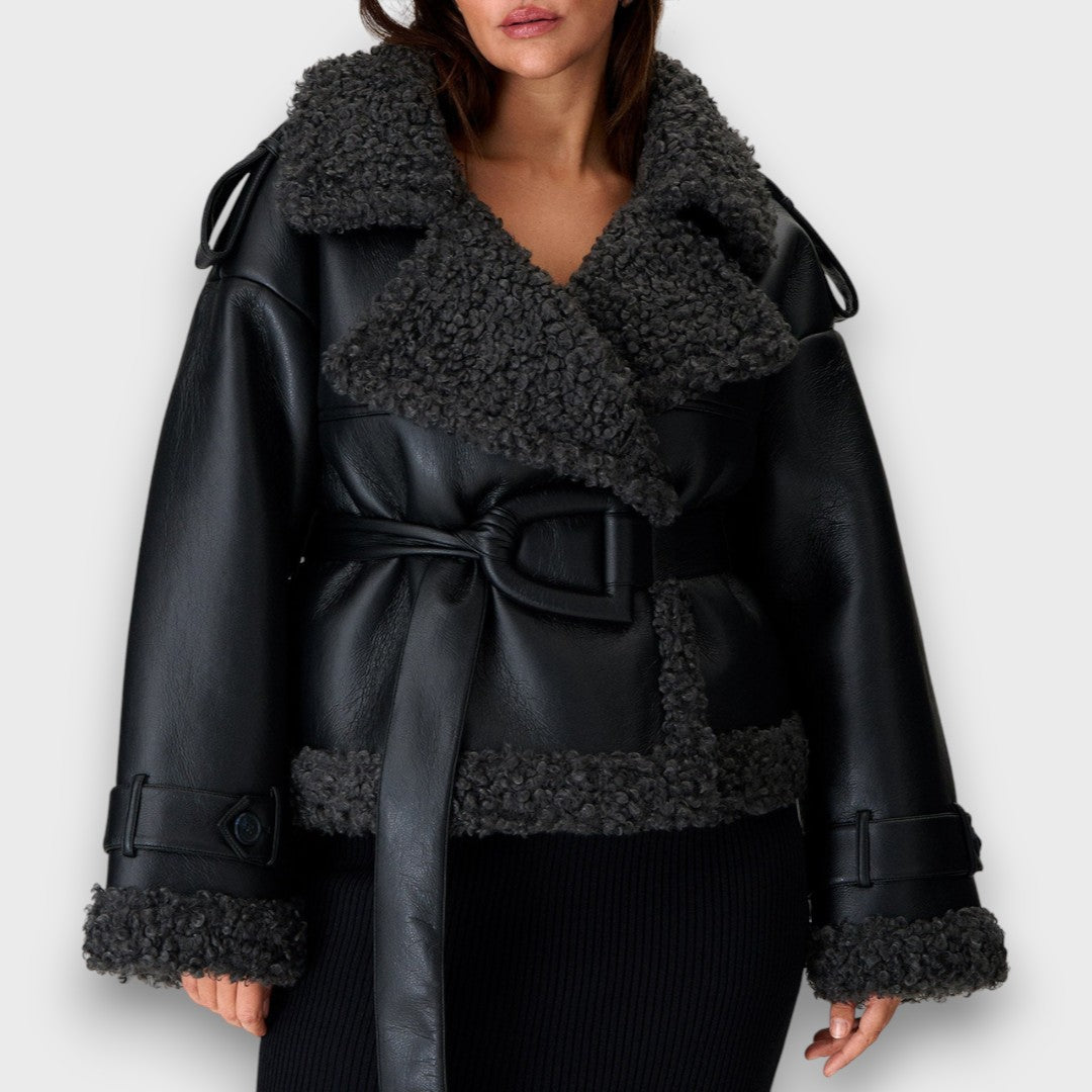 Orinelle — Belted Shearling Jacket