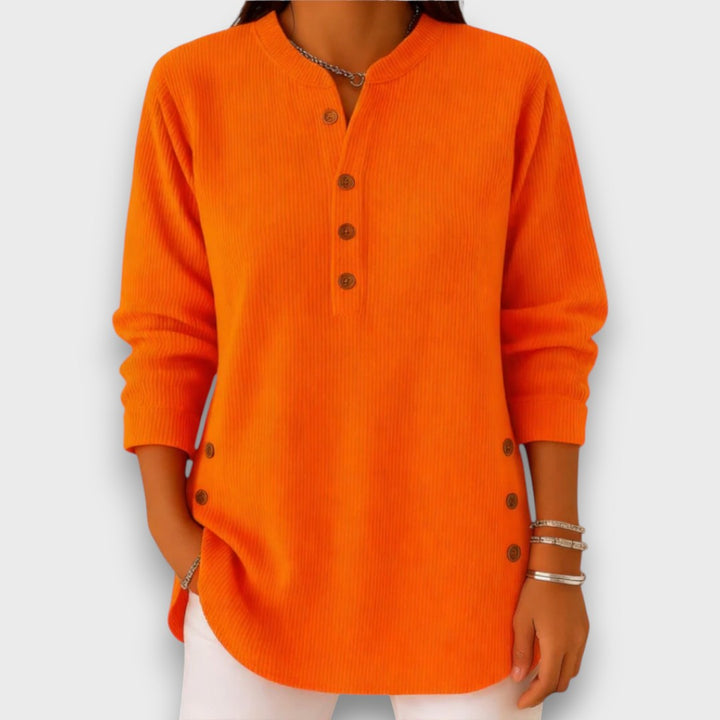 Rhenley – Cozy Button-Detail Knit Pullover