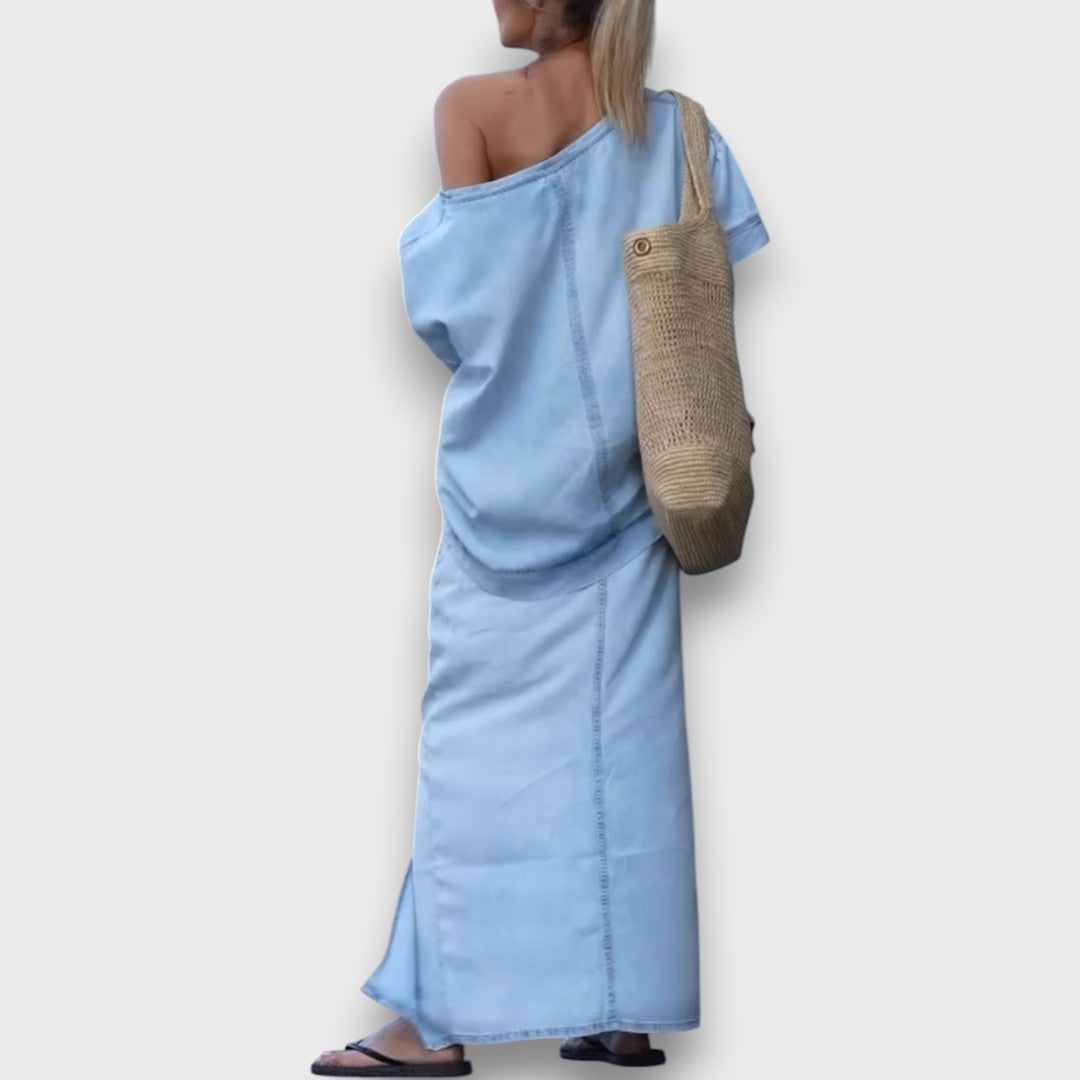 Kenlia – Casual Tencel Denim Two-Piece Set