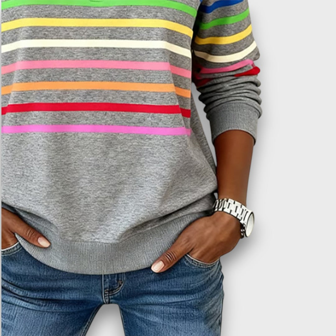 Mary – Zip-Neck Striped Sweater