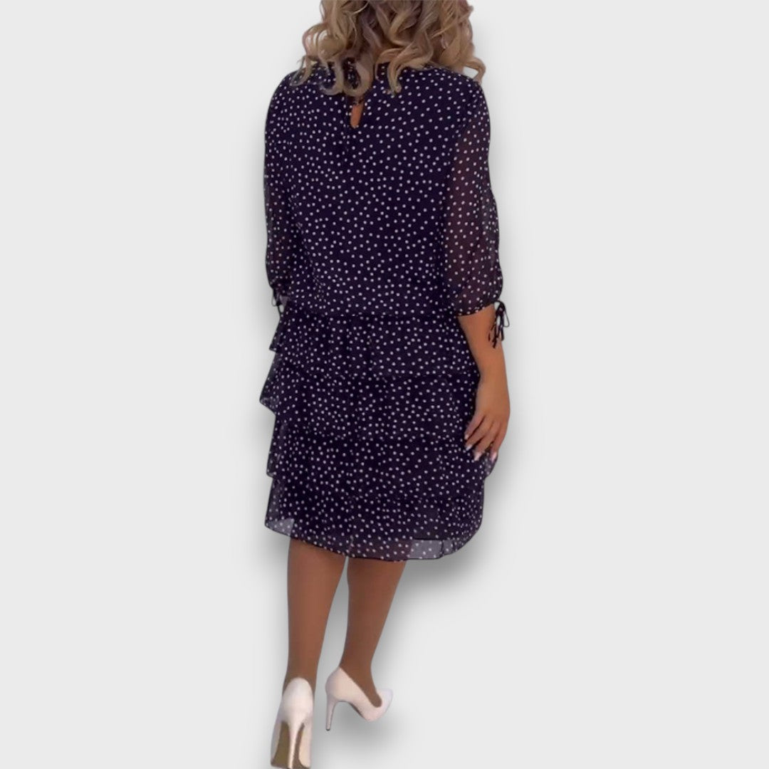 Marleia – Polka-Dot Layered Elegance Dress