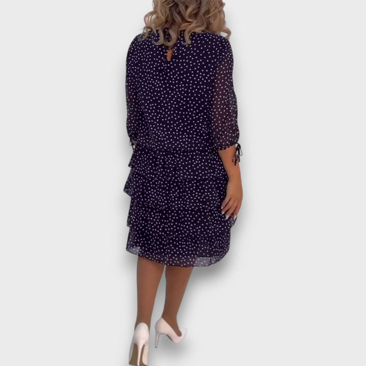 Marleia – Polka-Dot Layered Elegance Dress