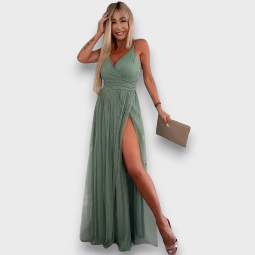 Nausica – Flowing Dress with Slit and Spaghetti Straps