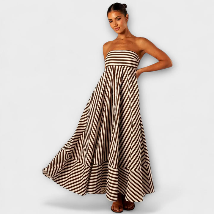 Marea – Strapless Striped Maxi Dress