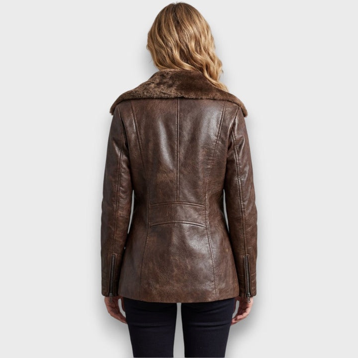 Ravene – Shearling-Trim Leather Winter Jacket