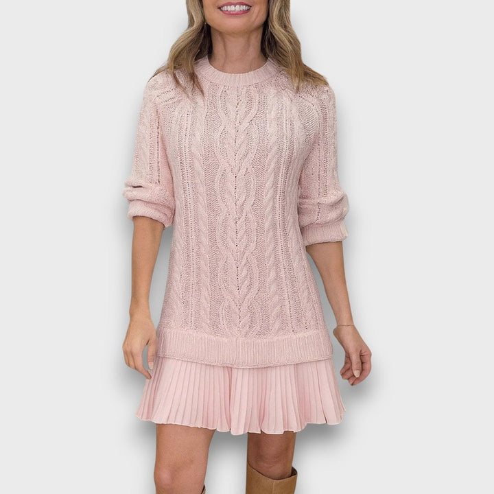 Clarisse – Knit Dress with pleated hem