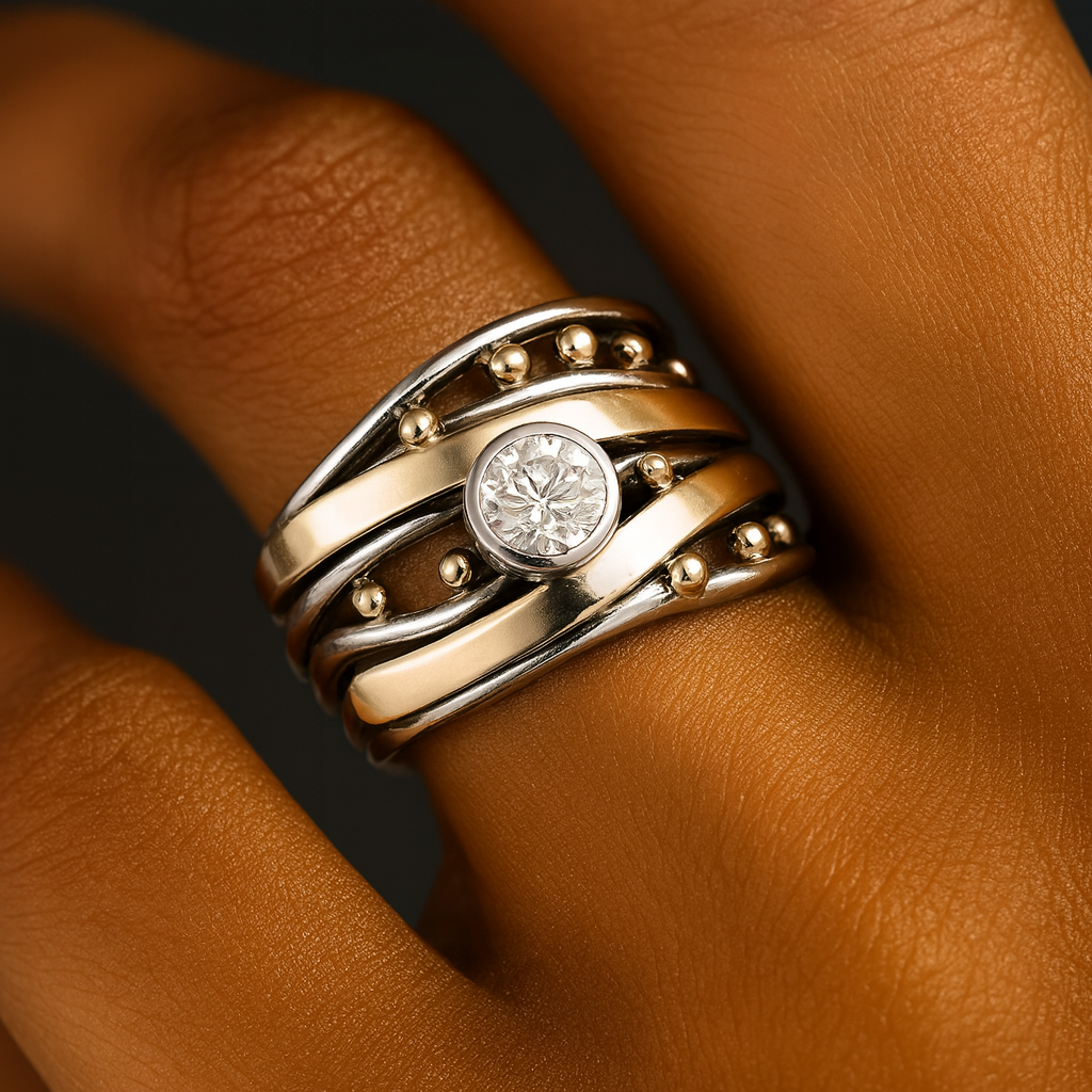 Aurevine – Mixed Metal Crystal Ring