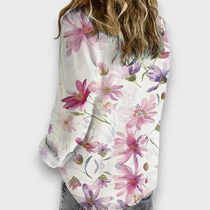 Emiliana – Flowing Blouse with Watercolor Flowers