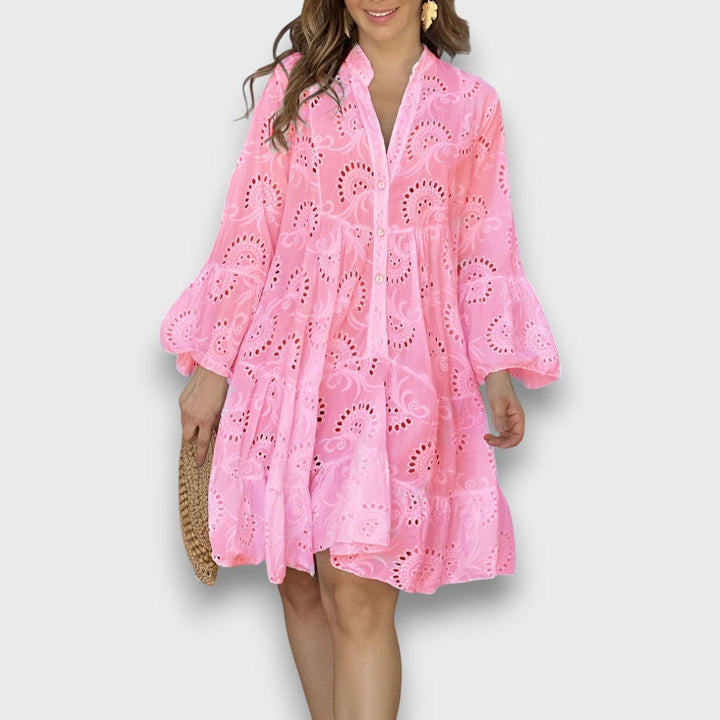 Merelina – Dress with Embroidery and Ruffled Sleeves