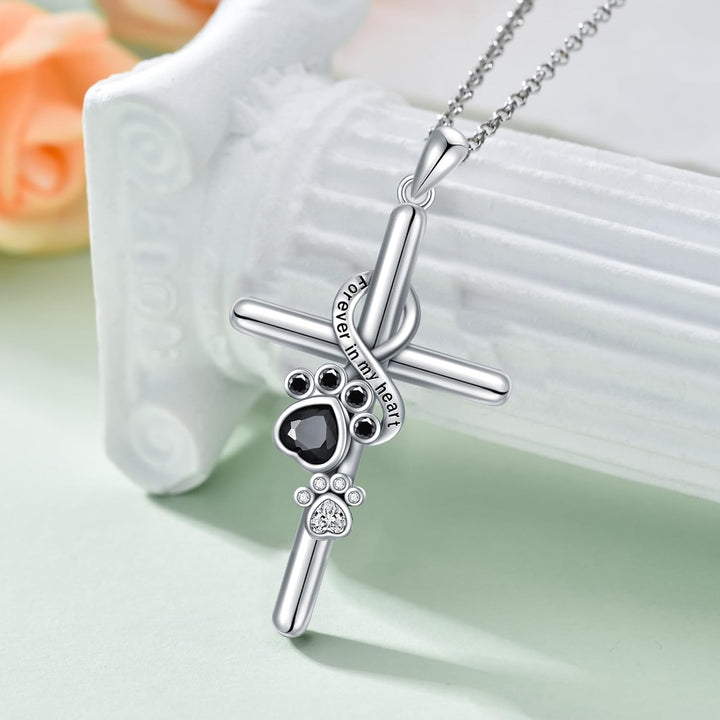 Elyran – Cross Pendant Necklace with Paw Detail