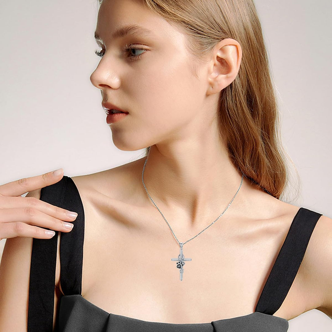Elyran – Cross Pendant Necklace with Paw Detail