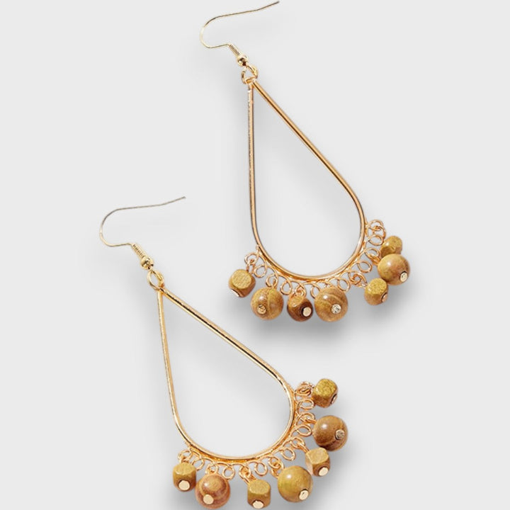 Laviney – Vintage Drop Earrings with Wooden Elements