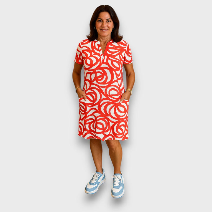 Serena – Printed V-Neck Dress for Effortless Elegance