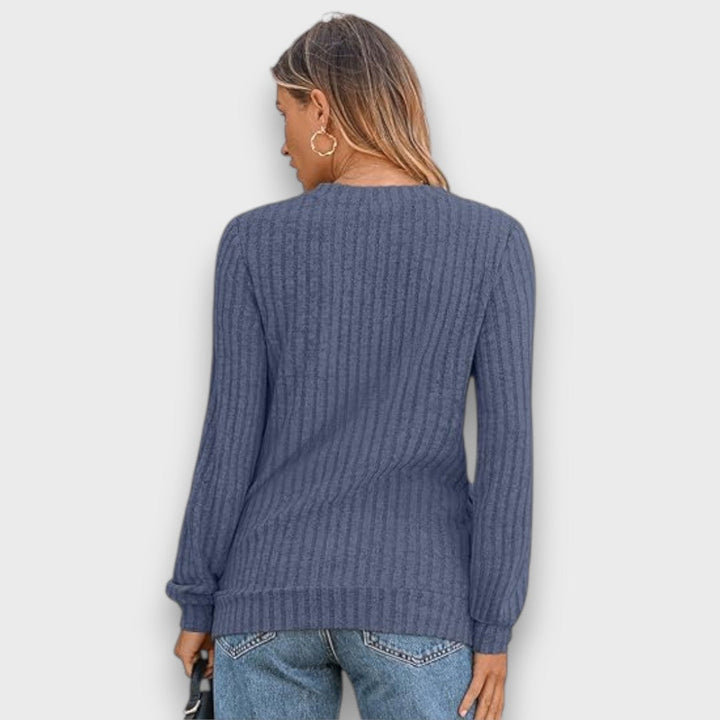 Maelyn – Ribbed Knit V-Neck Sweater
