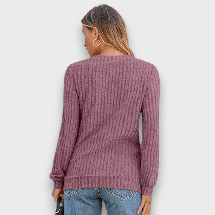 Maelyn – Ribbed Knit V-Neck Sweater