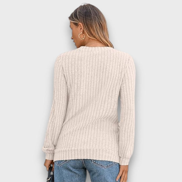 Maelyn – Ribbed Knit V-Neck Sweater