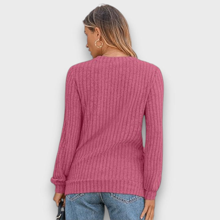 Maelyn – Ribbed Knit V-Neck Sweater