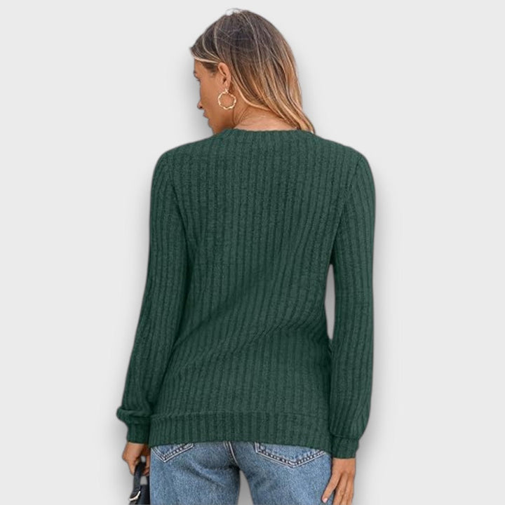 Maelyn – Ribbed Knit V-Neck Sweater