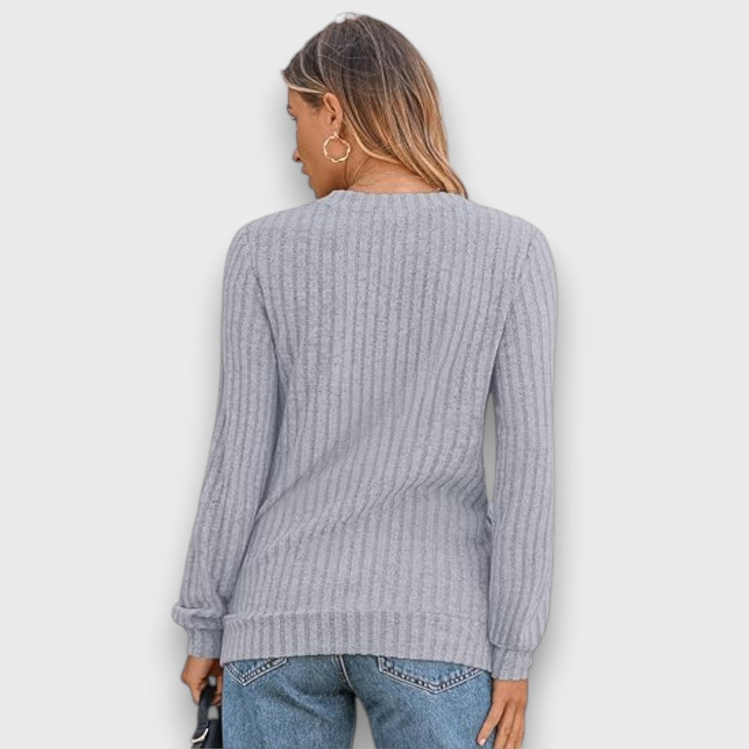 Maelyn – Ribbed Knit V-Neck Sweater