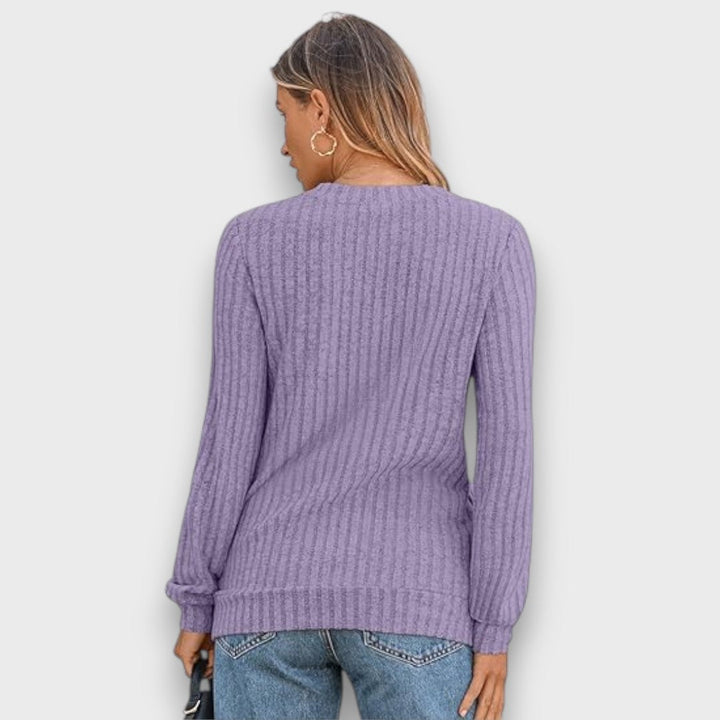 Maelyn – Ribbed Knit V-Neck Sweater