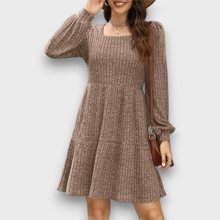 Ranya – Ribbed Knit Babydoll Sweater Dress