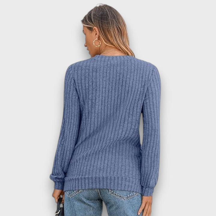 Maelyn – Ribbed Knit V-Neck Sweater