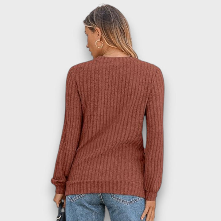 Maelyn – Ribbed Knit V-Neck Sweater