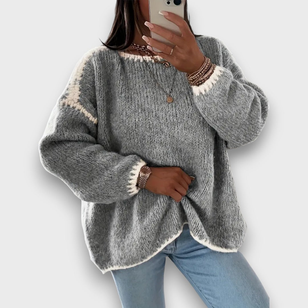 Mirellan– Cozy Contrast Knit Sweater
