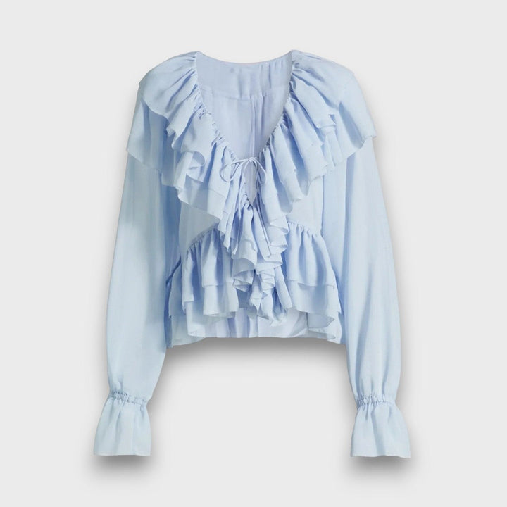 Elorie – Playful Ruffle Blouse with Retro Flair