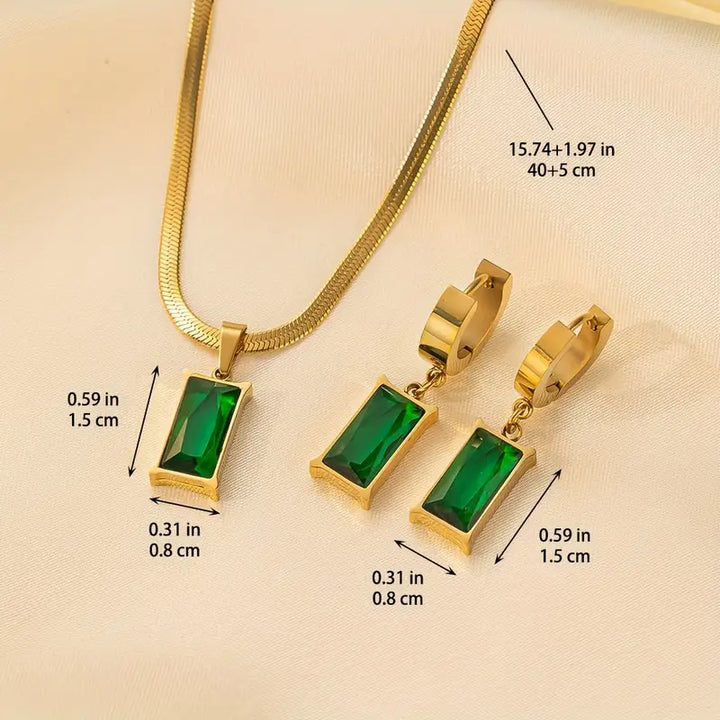 Elvine – Emerald Geometry Jewelry Set