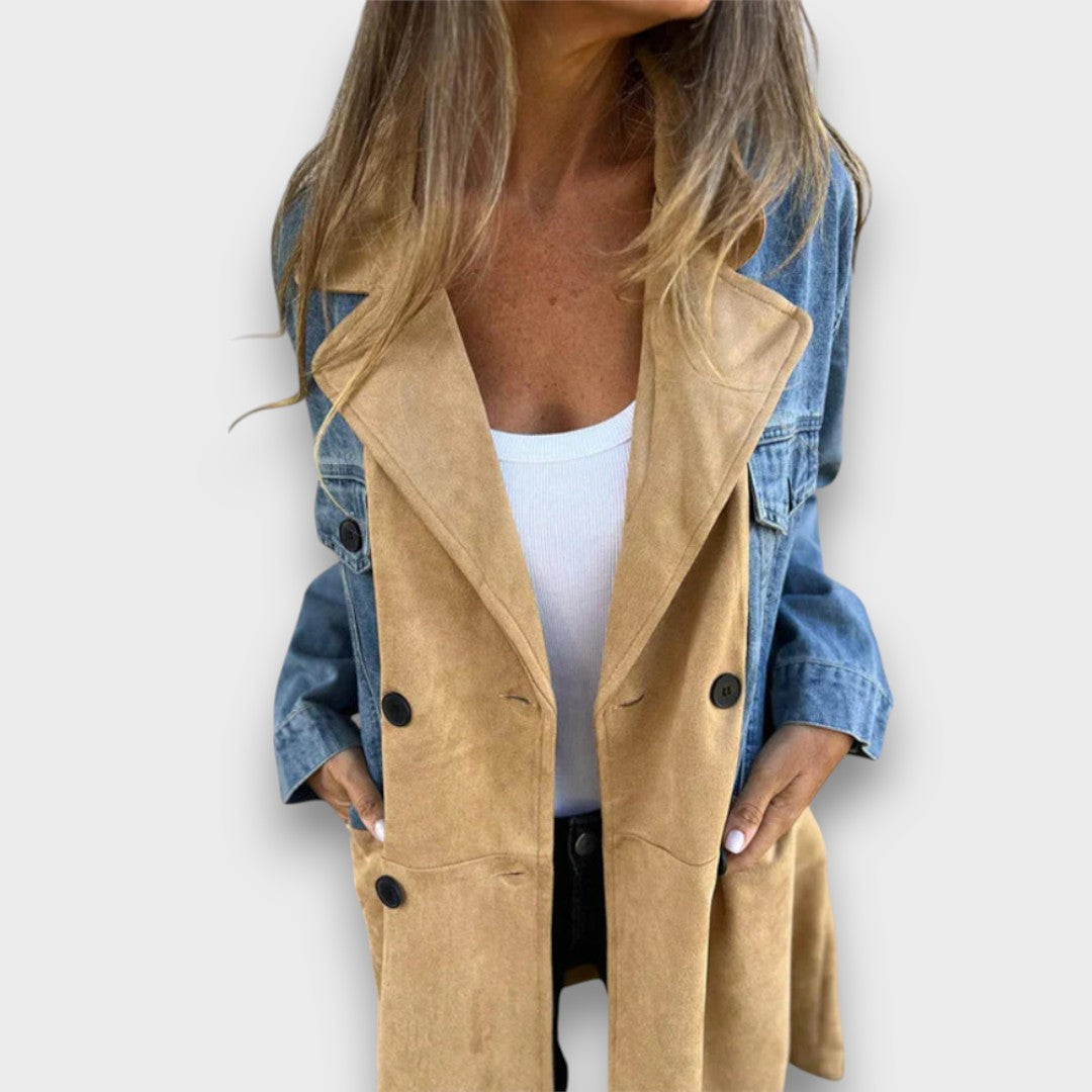 Ariana – Elegant coat with contrasting textures