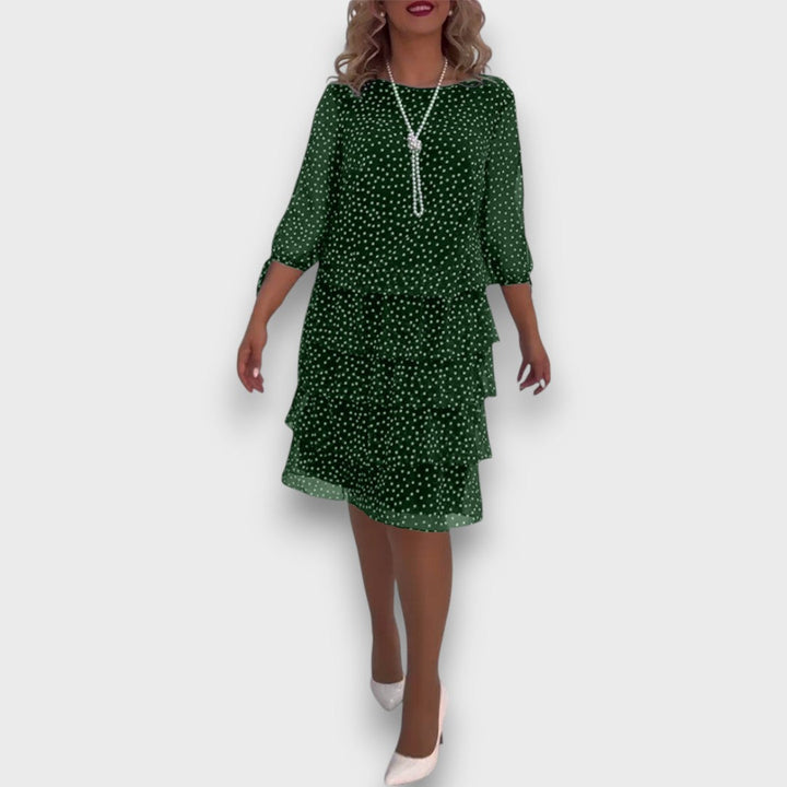 Marleia – Polka-Dot Layered Elegance Dress